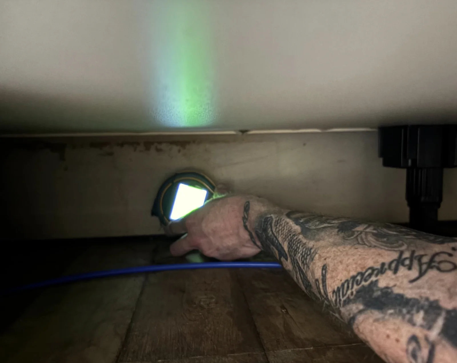 Inspection inside a concealed cavity for hidden moisture