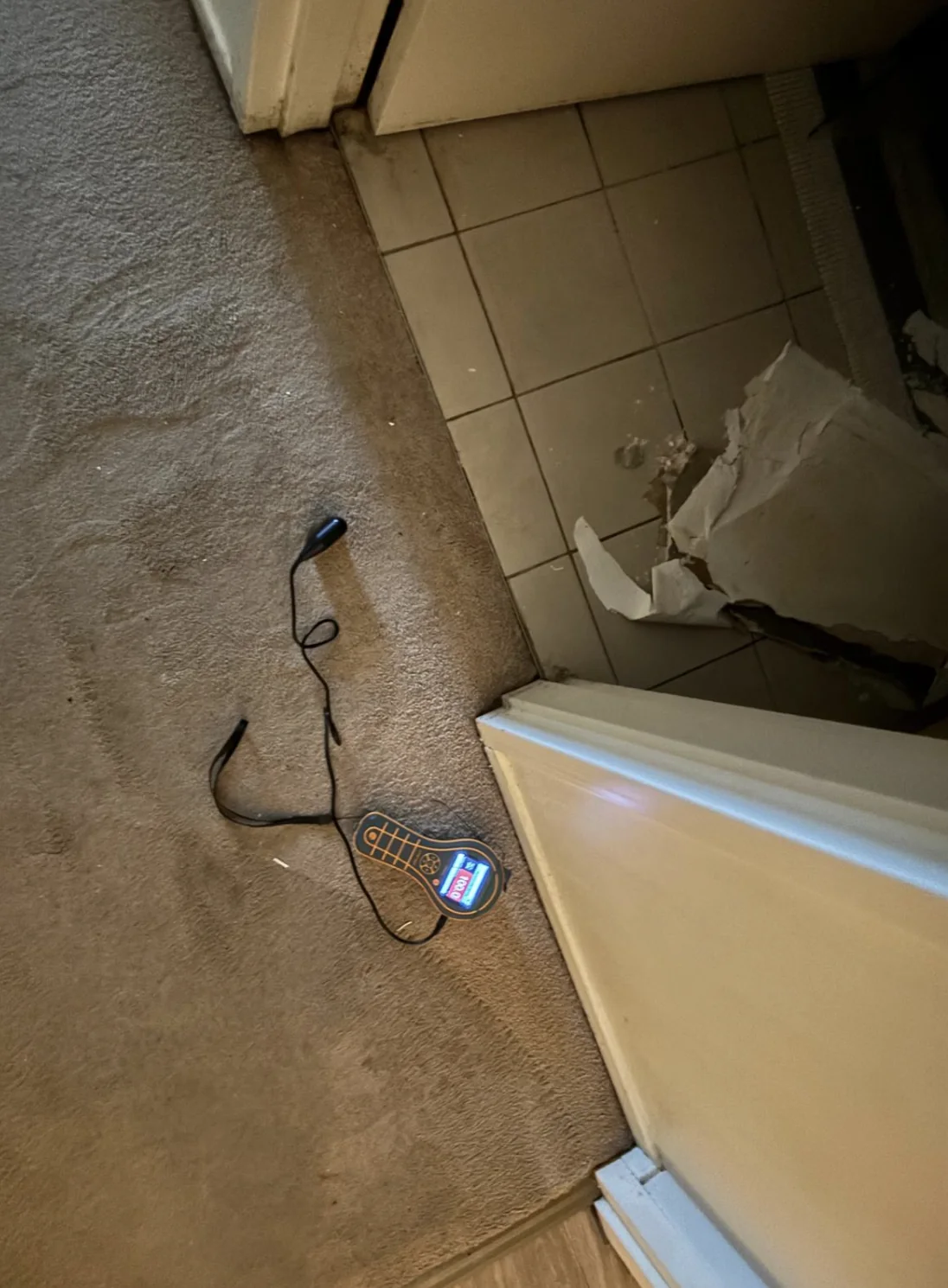 Targeted moisture testing at a floor and wall junction